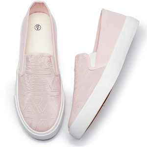Vente en gros de mocassins pour femmes chaussures plates en toile décontractées avec logo personnalisé pour dames - Product Image 1
