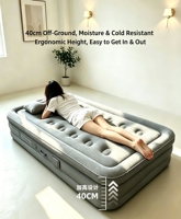 Matelas pneumatique gonflable en PVC floqué avec pompe intégrée, taille double/grand lit/king size, lit d'appoint surélevé portable pour la maison, le camping, les voyages en plein air