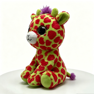 Cute green red spotted <b>giraffe</b> Purple hair big eyes <b>plush</b> Soft stuffed animal toy Green spotted <b>giraffe</b> <b>plush</b> - Product Image 1