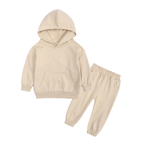 Ensembles de vêtements de jogging pour enfants RTS, survêtement à capuche, ensembles de survêtements unis, couleur Morandi, vêtements pour enfants prêts à être expédiés - Product Image 6
