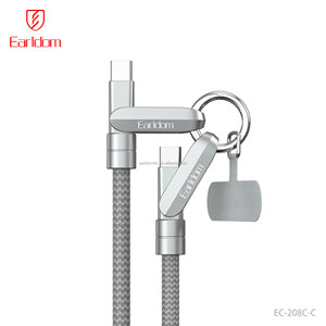 Earldom สายดาต้า USB-C กับ USB-C 2 in 1 USB-C สายชาร์จเร็ว PD 60W สายคล้องแบบยืดหดได้สำหรับชาร์จโทรศัพท์ - Product Image 1