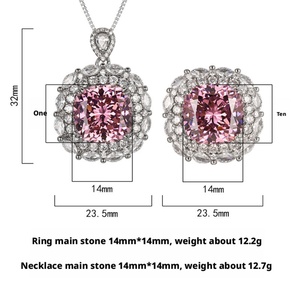 Ensemble de bijoux floraux en cuivre écologique pour femmes, vente en gros, avec pendentif nid d'oiseau floral et bagues en zircone cubique mixte Paraiba 14*14mm - Product Image 2