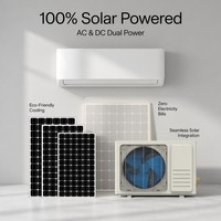 Climatiseur hybride solaire DC/AC à haute efficacité avec compresseur à onduleur et pompe à moteur silencieux, 100 % économie d'énergie solaire