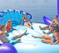 Große PVC Aufblasbare 6-Personen Pfauen-Vogel-Insel Pool-Luftmatratze für Kinder & Erwachsene Anpassbare Größe