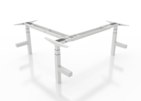 Meubles de bureau commerciaux modernes modulaires en bois standard, bureau réglable en L à deux sections avec trois moteurs, inclinable à 90 degrés
