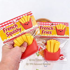 Jouet Squishy Frites Françaises 9 cm en TPR, Effet Boue, Jouet Sensoriel Anti-Stress Mignon pour Enfants et Adultes, Sac PVC, Sans Liquide, Sans Gel - Product Image 3