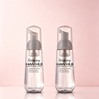 Bouteille en PET PCR RPET ovale transparente de 100 ml avec logo personnalisé, pompe à mousse grise, emballage cosmétique vide pour mousse