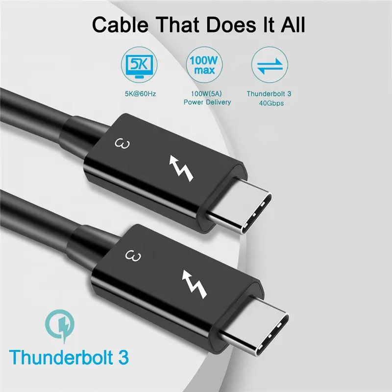 卸売Thunderbolt 3 Usb 4ケーブル超高速40gbps5A100WPd急速充電充電ケーブルTBT3Usb4タイプCケーブル