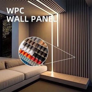 Panel de pared de PVC WPC para sala de estar, Panel de pared de decoración Interior, pared de madera acústica, Hotel, moda moderna - Product Image 4