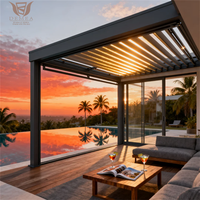 Pérgola Bioclimática Motorizada de Aluminio, Impermeable, Resistente al Viento y a la Nieve, con Techo de Láminas Ajustables, Gazebo para Exteriores, Refugio para el Borde de la Piscina
