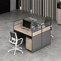 Postazione di Lavoro per Ufficio di Alta Qualità, Convertibile, in MDF E1, Moderna, per 4 Persone, con Telaio in Alluminio, a Forma di L, Tavolo per Computer, Cubicoli per Call Center