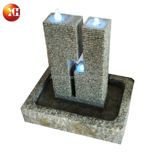 Decoración de Jardín, Fuente de Agua en Jarra con Cascada de Piedra de Granito Natural, Luz LED Interior, Circulación de Agua con Base, Altura Total 70 cm - Product Image 3