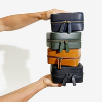 Organisateur de sac de voyage, boîtier en cuir vintage à fermeture éclair, boîte électronique de rangement de bijoux, organisateur de sacs