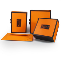 Boîte cadeau magnétique en carton rigide, grand format, orange mat, avec poignée, pour vêtements, robes de mariée, design personnalisé