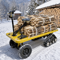 Chariot à plateforme électrique tout-terrain robuste motorisé à chenilles arrière en caoutchouc pour outils agricoles et de transport