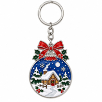Produsen Grosir Gantungan Kunci Logam Natal Kustom Enamel Santa Claus Kereta Salju Rusa Logo Desain Personalisasi