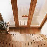 Hachillspa Modern 6 Personen Würfel Massivholz Sauna im Freien 9KW Power Vollglas Frontfenster LED-Leuchten enthalten traditionelle Sauna