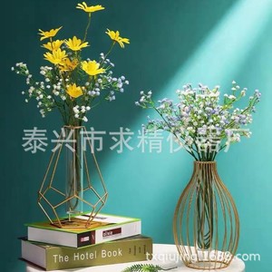 Seeking Excellence Glass Hydroponic Vase Gold Cage Design For Desktop Plant Decoration 25x35x150mm Eco Friendly - Product Image 3