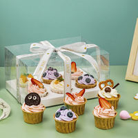 Boîte d'emballage transparente pour Cupcake Boîte en plastique pour Dessert 2/4/6/12 Muffin Cup Baking Dessert Blister Packaging Boxes