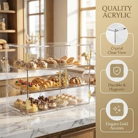 Vitrine de Comptoir Personnalisable à 3 Niveaux en Acrylique Transparent pour Boulangerie, Panneaux PETG Haute Résistance de 4 mm, Présentoir à Pain, Vitrine à Gâteaux de Fête