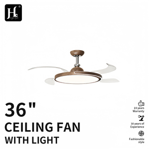 Ventilateur de plafond industriel HC 36 pouces avec lumière LED, télécommande, moteur DC, 6 vitesses, fonctionnement silencieux, CRI 85, dimmable, 30-34 dB pour salon - Product Image 4