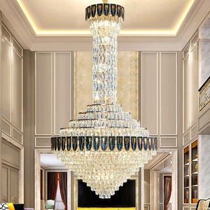 Grandi <span class=keywords><strong>lampadari</strong></span> a ciondolo in oro di cristallo grandi <span class=keywords><strong>lampadari</strong></span> <span class=keywords><strong>moderni</strong></span> di lusso per casa grande Foyer grande Hotel lampadario di cristallo per soffitti molto alti - Product Image 1