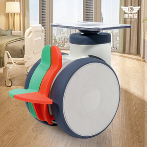 ล้อพลาสติก TPR พร้อมเบรค<span class=keywords><strong>4</strong></span>/<span class=keywords><strong>5</strong></span>นิ้วล้อคู่แบบสองขั้นตอนทั่วไปสำหรับใช้ในโรงพยาบาลรถเข็นส่งยา - Product Image 5