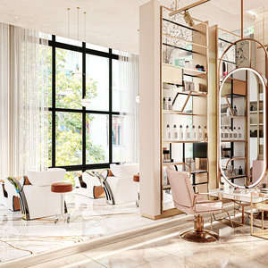 Sang trọng Salon Vòng Đôi Hai mặt gương cắt tóc trạm tùy chỉnh hiện đại tóc Salon đồ nội thất <span class=keywords><strong>Set</strong></span> với LED - Product Image 2