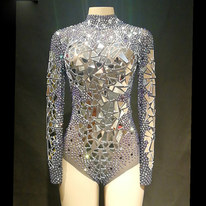 सेक्सी पारदर्शी शुद्ध पोशाक चरण नृत्य पहनने दर्पण पत्थर जाल Bodysuit तेंदुआ नृत्य प्रदर्शन पोशाक - Product Image 5