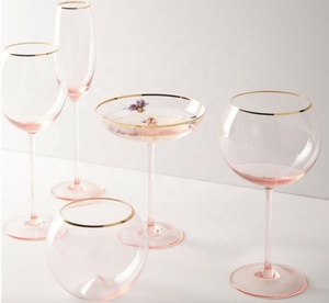 Llanta dorada, vaso de cristal <span class=keywords><strong>rosa</strong></span>, globo de vidrio - Product Image 1