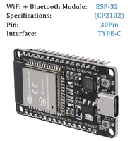 ZYSY Type-C ESP32 CP2102 30Pin ESP-WROOM-32 Papan Pengembangan WiFi + BT Dual Core 2.4Ghz Mikrokontroler yang cocok dengan Arduino.