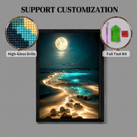 Kits de peinture au diamant SONGWOOART 5D DIY Paysage de plage au clair de lune Décoration intérieure