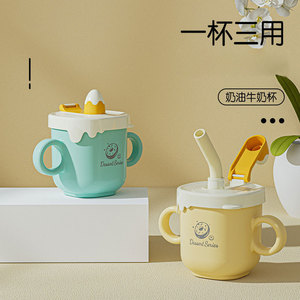 2026 Baby Trainer Cup Stainless Steel Toddler Sippy Cup <b>with</b> <b>Straw</b> Double Handle Wholesale Custom Logo Insulated Milk Cup Factor - Product Image 4