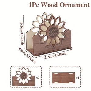 <span class=keywords><strong>2026</strong></span> Dispensador vertical de servilletas de madera con diseño de girasol, soporte para pañuelos de papel para restaurante, decoración del hogar, envío directo - Product Image 2