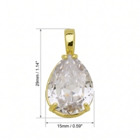 Pendentif Goutte d'eau Multicolore en Zircon Cubique Facetté Plaqué Or, Forme Poire, Sertissage à Griffes, Tonalité Or pour la Fabrication de Bijoux pour Femmes