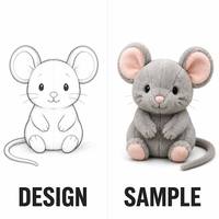 Vente en gros de jouets en peluche personnalisés, souris en peluche douce, jouet en peluche mignon avec des oreilles grises et roses, mini poupée de nurserie, usine OEM