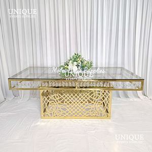 골드 유리 스테인레스 스틸 크리스탈 최신 스타일 웨딩 중고 식탁 식당 가구 - Product Image 1