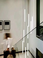 Lustre d'escalier en acrylique couleur unie style Art déco nordique, lampe suspendue en fer postmoderne pour salle à manger et éclairage de restaurant