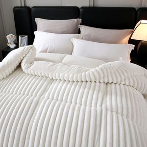 Super Soft White Plush Striped <strong>Comforter</strong> Thickened Warm Winter Bed Quilt Fluffy <strong>Rabbit</strong> Fur Like Bedding <strong>Comforter</strong> ForAlI Seasons - Product Image 3