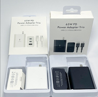 Pengisi Daya Cepat 65W PD 3-Port USB-C USB-A dengan Colokan EU UK US untuk Kabel Pengisi Daya Samsung untuk Seri Samsung S22 S23 S24 S25 S26 Ultra