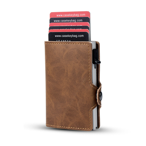 High Quality Pu Vintage Leather Business Bank Credit Card Smart <b>Wallet</b> RFID Protection Popup Card <b>Holder</b> Tarjetero De Cuero - Product Image 1