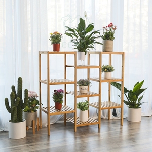 <b>Bamboo</b> Wood Plant Stand Indoor Outdoor 9 Tier Multiple Planter Holder <b>Shelf</b> Sundries Display Storage Rack Bathroom Organizer - Product Image 6
