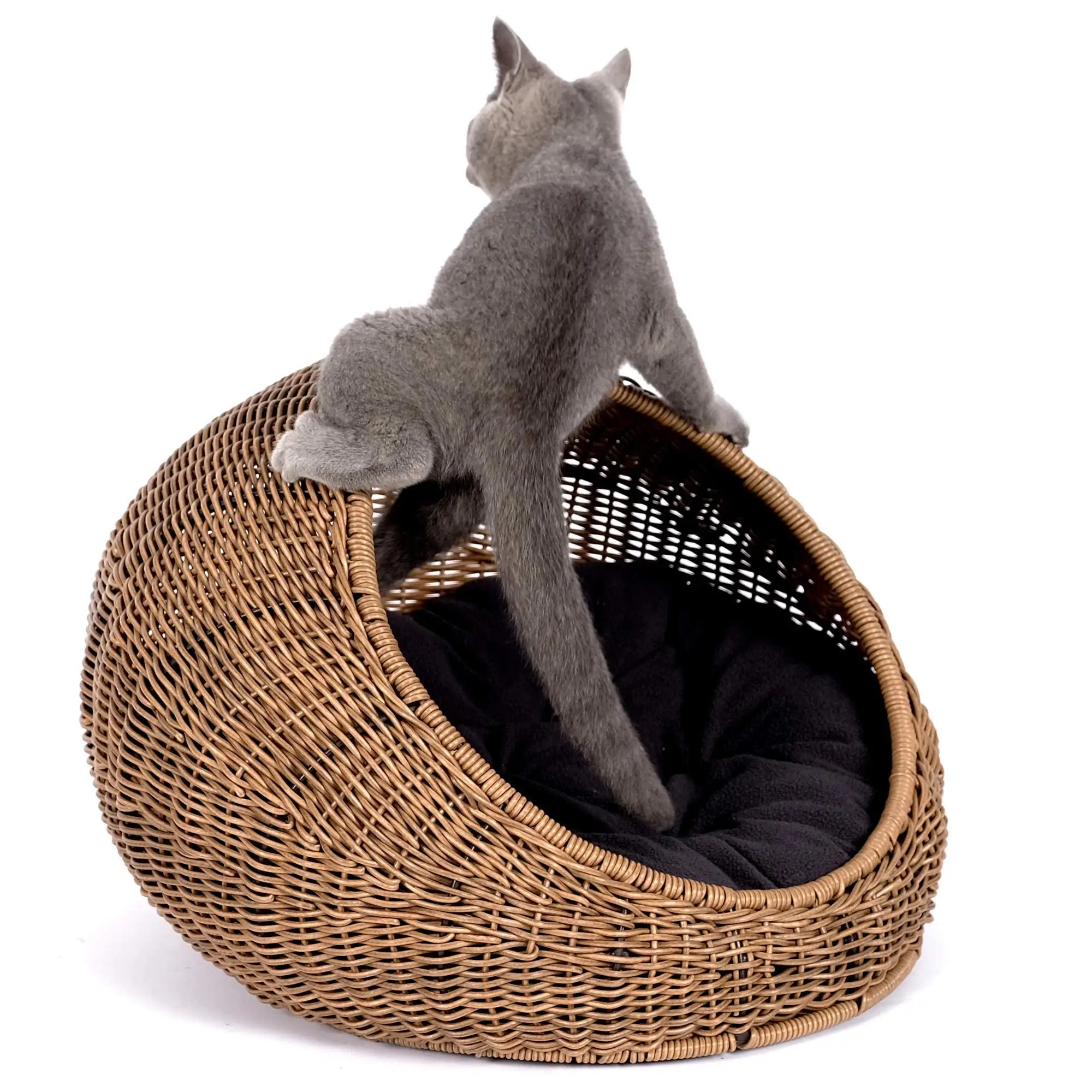 XIANGLONG, venta al por mayor, cómodo nido de gato de madera para mascotas, cesta tejida de ratán, nido de paja natural, sofá transpirable para mascotas, cama tejida, nuevo Animal