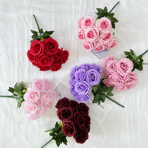 Fiori artificiali a 9 teste grande corno rosa di seta artificiale <span class=keywords><strong>rose</strong></span> fiori decorazione per la casa di nozze decorazione della tavola decorazione - Product Image 2