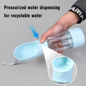 Bouteille d'eau portable 3 en 1 pour animaux de compagnie, anti-fuite, avec récipient pour nourriture et rangement pour sacs à déchets, distributeur d'eau pour animaux de compagnie en voyage - Product Image 4