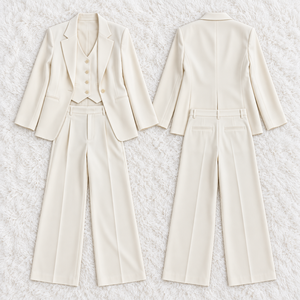 Completo da Donna Due Pezzi Personalizzato ODM OEM con Ricamo, per Uso Quotidiano, Casual, <span class=keywords><strong>in</strong></span> <span class=keywords><strong>Lino</strong></span>/Cotone, con Blazer a Maniche Lunghe e Pantaloni Vestibilità Regolare - Product Image 3