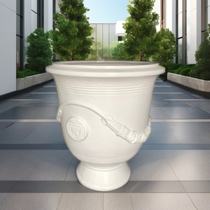 Ensemble de jardinières de jardin peintes en fibre de verre de forme ronde moderne durable 3 pièces maison extérieure toutes saisons - Product Image 4