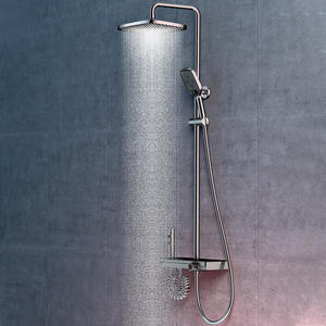 Juego de ducha termostático digital gris bronce personalizado, válvula mezcladora de teclas de piano de cobre, accesorio de baño moderno - Product Image 3