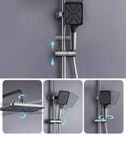 Système de douche thermostatique moderne avec 4 fonctions, touches piano, jet de pluie pressurisé et douchette à main pour la maison et l'hôtel