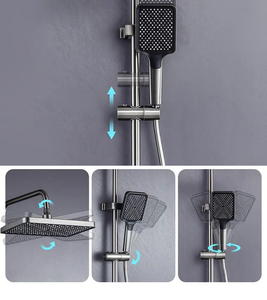 Sistema Doccia Termostatico Moderno con 4 Funzioni, Tasti a Pianoforte, Getto a Pioggia Pressurizzato e Doccetta per Bagno di <span class=keywords><strong>Casa</strong></span> e Hotel - Product Image 3